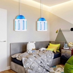 Závěsné světlo ve tvaru zámku Moderní světlo v modré a bílé barvě