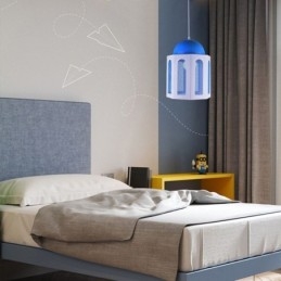 Závěsné světlo ve tvaru zámku Moderní světlo v modré a bílé barvě