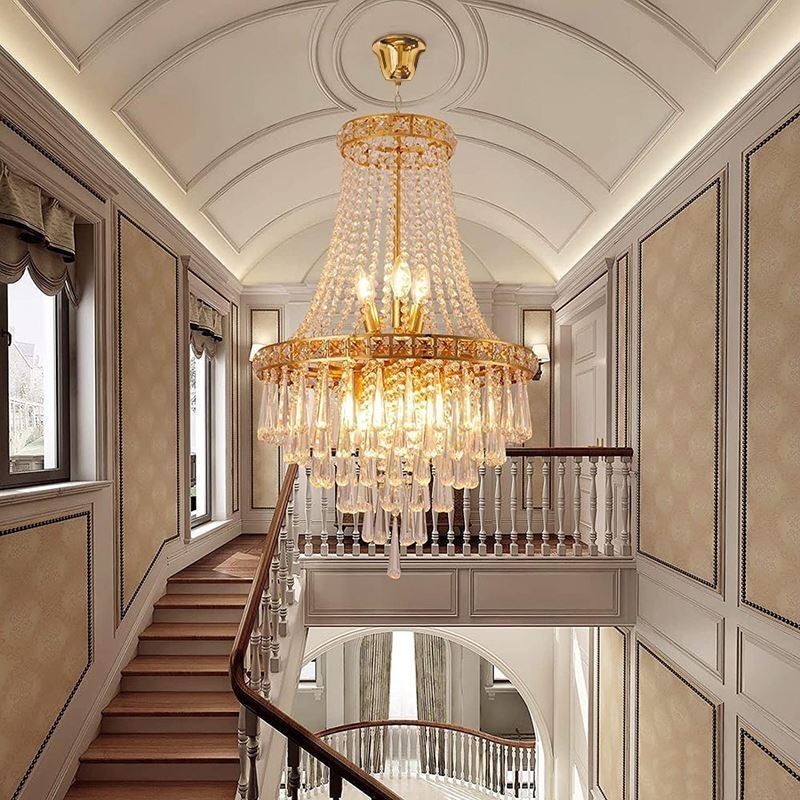 Moderní křišťálový lustr Moderní elegantní stropní svítidlo Duplex schodiště