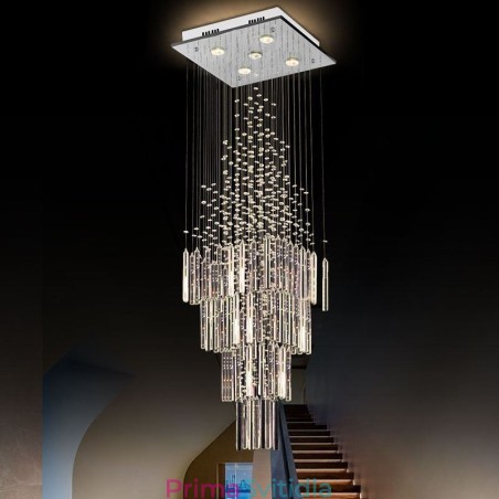 Moderní čtvercový křišťálový lustr Moderní elegantní stropní svítidlo Duplex schodiště Moderní čtvercový křišťálový lustr Moderní elegantní stropní svítidlo Duplex schodiště