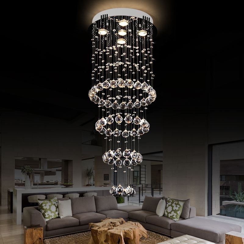 Křišťálový lustr Moderní elegantní stropní svítidlo Duplex Schodiště