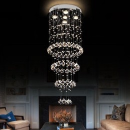 Křišťálový lustr Moderní elegantní stropní svítidlo Duplex Schodiště