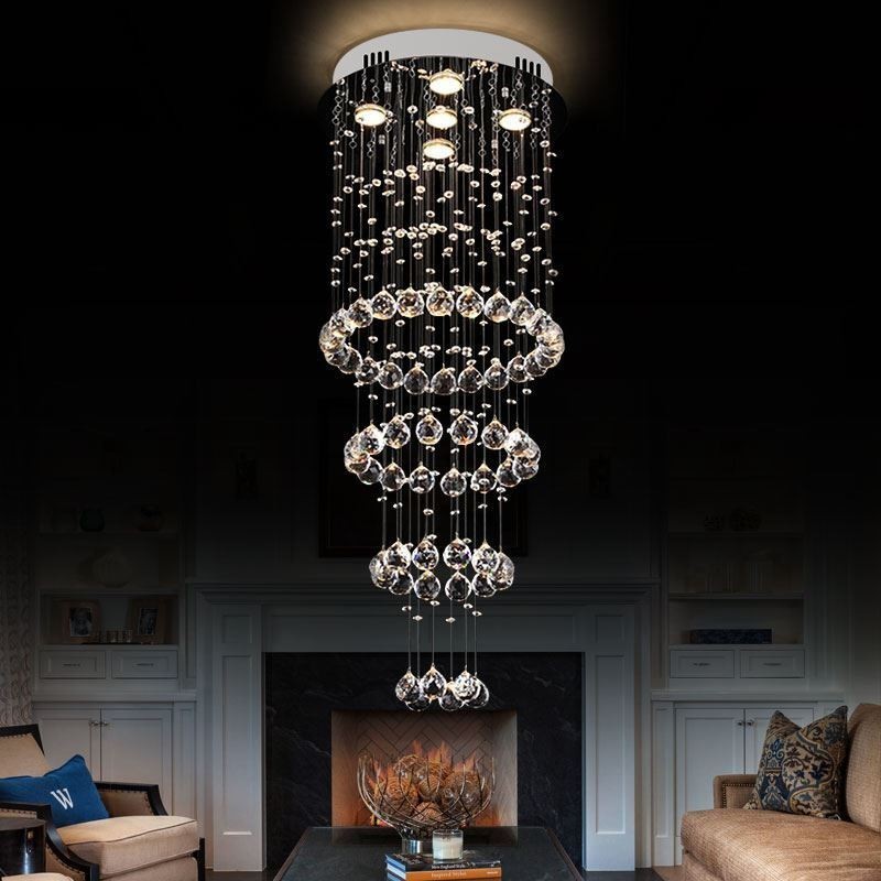 Křišťálový lustr Moderní elegantní stropní svítidlo Duplex Schodiště