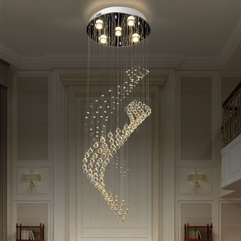 Elegantní křišťálový lustr Dešťová stropní svítidla Foyer