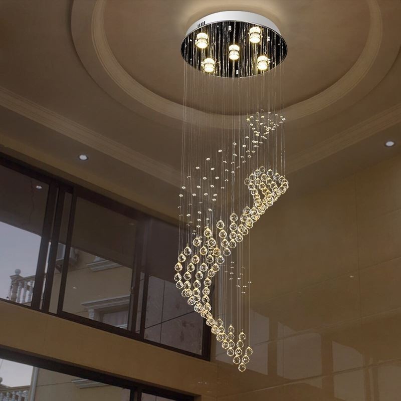 Elegantní křišťálový lustr Dešťová stropní svítidla Foyer