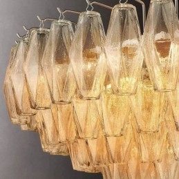 Americké závěsné světlo Skleněné stropní svítidlo Jantarové průhledné 90 cm 14 světel