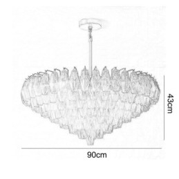 Americké závěsné světlo Skleněné stropní svítidlo Jantarové průhledné 90 cm 14 světel