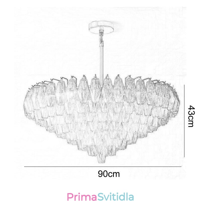 Americké závěsné světlo Skleněné stropní svítidlo Jantarové průhledné 90 cm 14 světel