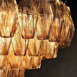 Americké závěsné světlo Skleněné stropní svítidlo Jantarové průhledné 90 cm 14 světel
