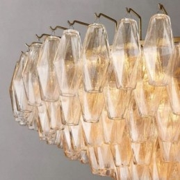 Americké závěsné světlo Skleněné stropní svítidlo Jantarové průhledné 90 cm 14 světel