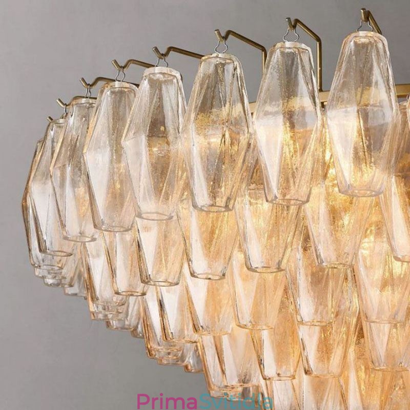 Americké závěsné světlo Skleněné stropní svítidlo Jantarové průhledné 90 cm 14 světel