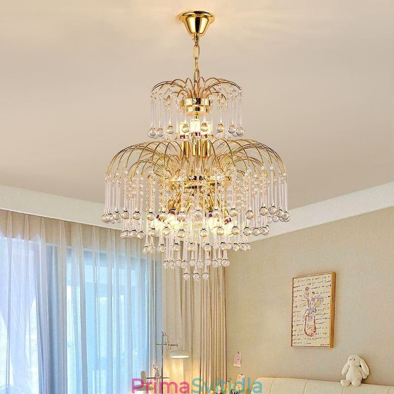 Křišťálové závěsné svítidlo Elegantní duplexní dekorativní stropní svítidlo