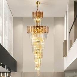 Zužující se křišťálové závěsné svítidlo Luxusní duplexní dekorativní stropní svítidlo
