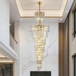 Zužující se křišťálové závěsné svítidlo Luxusní duplexní dekorativní stropní svítidlo