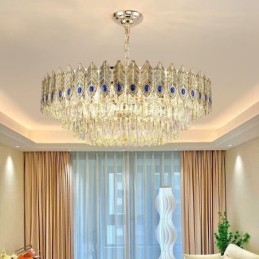 Křišťálový přívěsek se zlatým peřím Light Duplex dekorativní stropní svítidlo