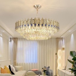Křišťálový přívěsek se zlatým peřím Light Duplex dekorativní stropní svítidlo