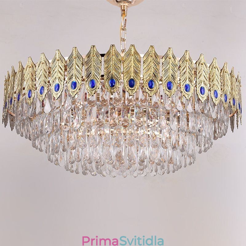 Křišťálový přívěsek se zlatým peřím Light Duplex dekorativní stropní svítidlo
