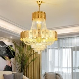Zlaté křišťálové závěsné svítidlo Elegantní dekorativní stropní svítidlo