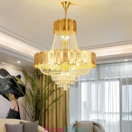 Zlaté křišťálové závěsné svítidlo Elegantní dekorativní stropní svítidlo Zlaté křišťálové závěsné svítidlo Elegantní dekorativní stropní svítidlo