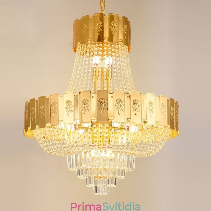 Zlaté křišťálové závěsné svítidlo Elegantní dekorativní stropní svítidlo