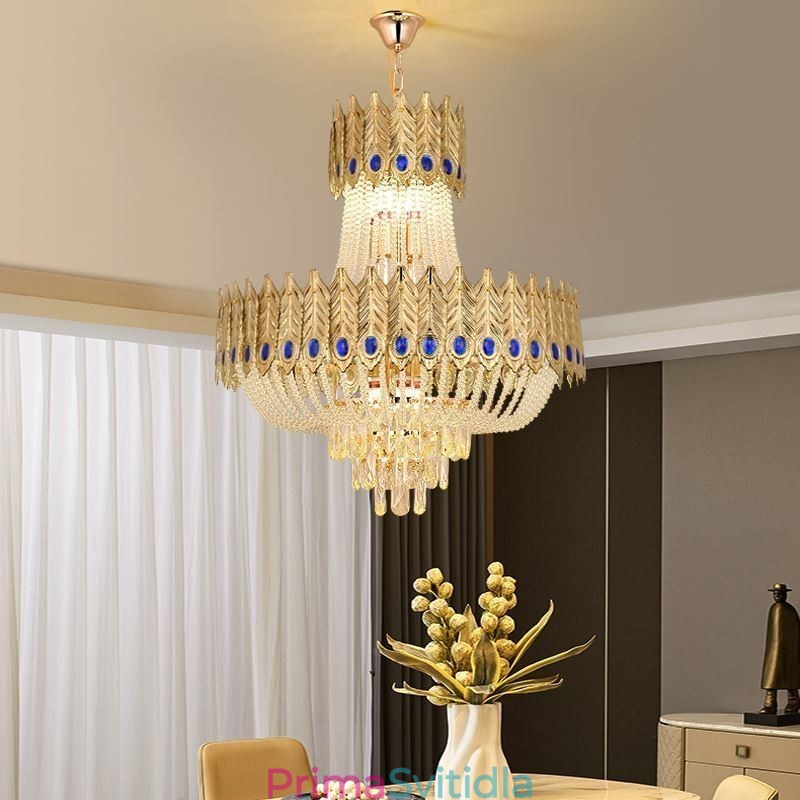 Křišťálové závěsné svítidlo Luxusní dekorativní stropní svítidlo 60 cm