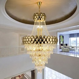 Křišťálové závěsné světlo galvanicky pozlacené duplexní luxusní dekorativní stropní svítidlo 80 cm