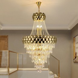 Křišťálové závěsné světlo galvanicky pozlacené duplexní luxusní dekorativní stropní svítidlo 80 cm