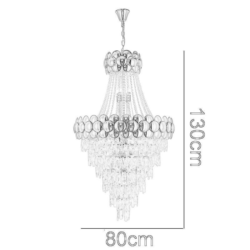 Křišťálové závěsné světlo galvanicky pozlacené duplexní luxusní dekorativní stropní svítidlo 80 cm