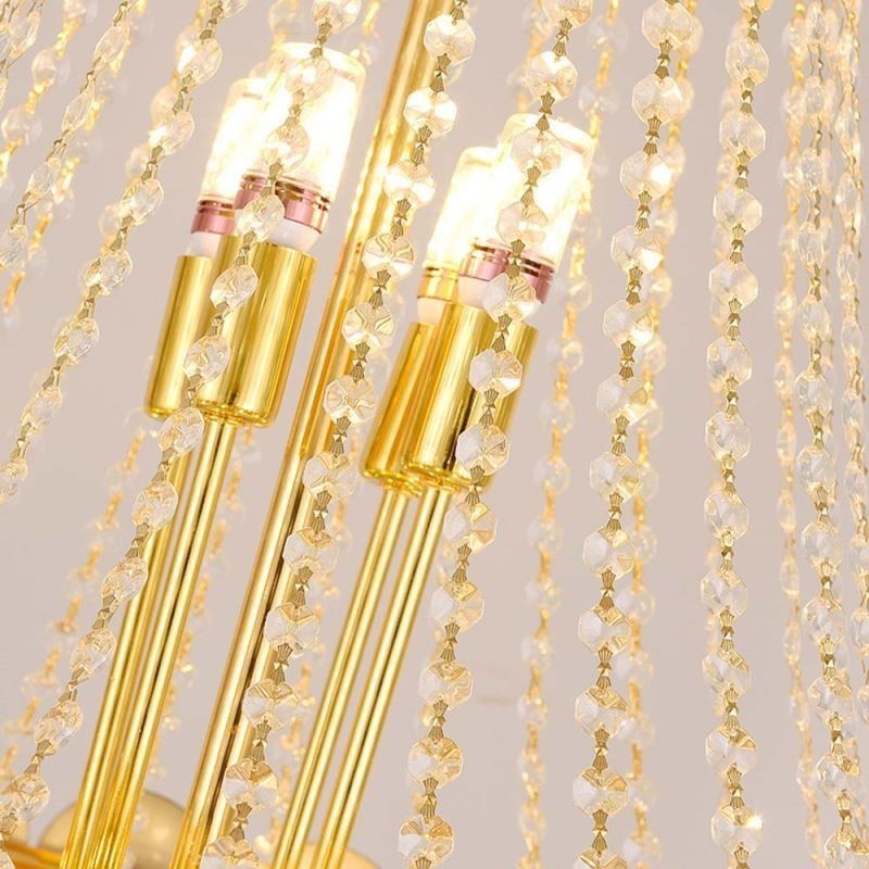 Křišťálové závěsné světlo galvanicky pozlacené duplexní luxusní dekorativní stropní svítidlo 80 cm