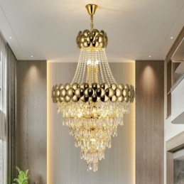 Křišťálové závěsné světlo galvanicky pozlacené duplexní luxusní dekorativní stropní svítidlo 80 cm
