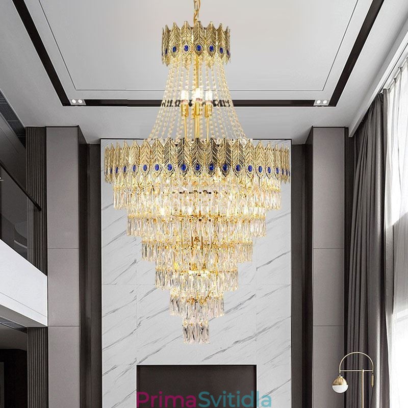 Křišťálové závěsné svítidlo Sofistikované luxusní dekorativní závěsné svítidlo 80 cm