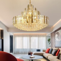 Křišťálové závěsné svítidlo luxusní dekorativní stropní svítidlo ve 4. patře se zlatým dutým železným plechem