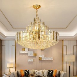 Křišťálové závěsné svítidlo luxusní dekorativní stropní svítidlo ve 4. patře se zlatým dutým železným plechem