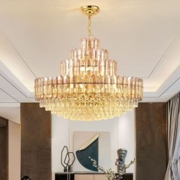Křišťálové závěsné svítidlo Čtyři vrstvy luxusní dekorativní stropní svítidlo 80 cm