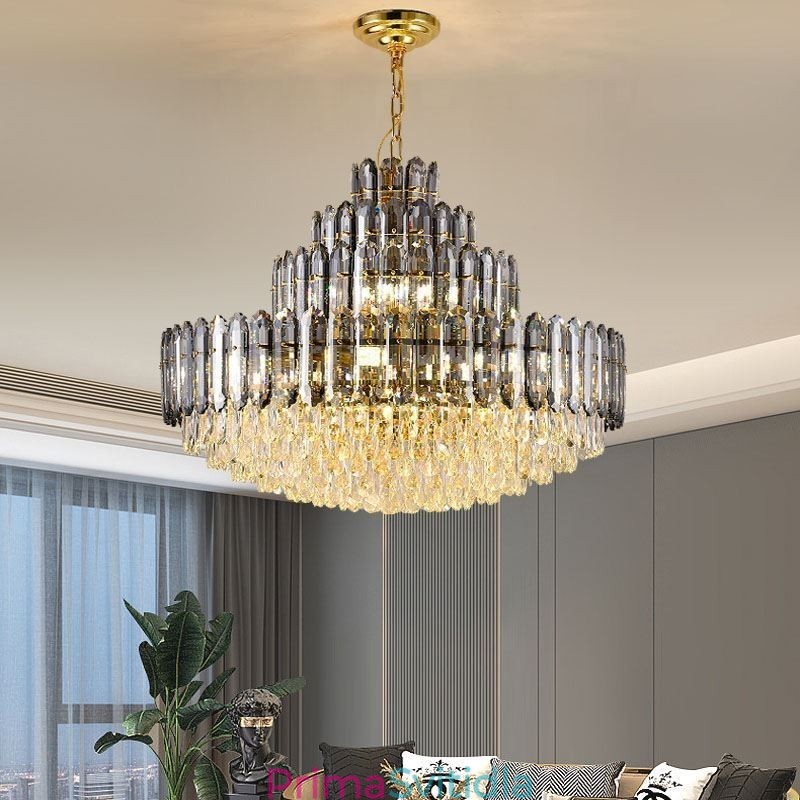 Křišťálové závěsné svítidlo Čtyři vrstvy luxusní dekorativní stropní svítidlo 80 cm
