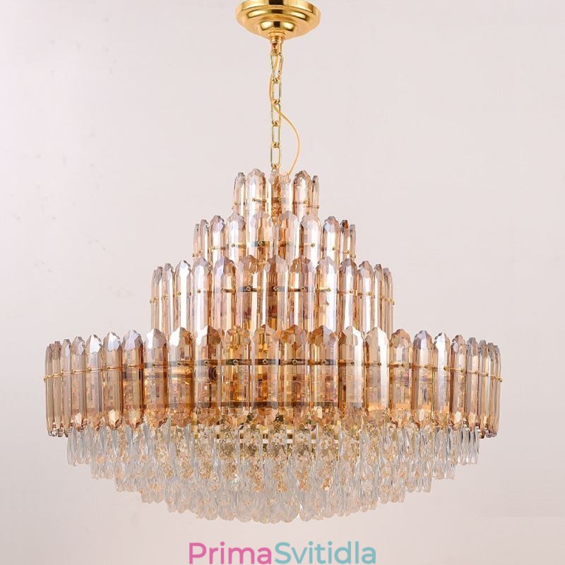 Křišťálové závěsné svítidlo Čtyři vrstvy luxusní dekorativní stropní svítidlo 80 cm
