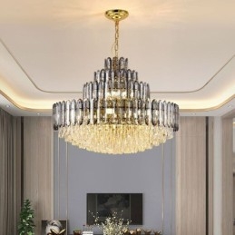 Křišťálové závěsné svítidlo Čtyři vrstvy luxusní dekorativní stropní svítidlo 80 cm