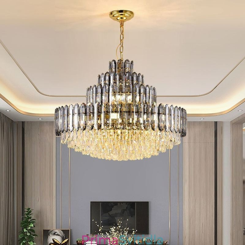 Křišťálové závěsné svítidlo Čtyři vrstvy luxusní dekorativní stropní svítidlo 80 cm