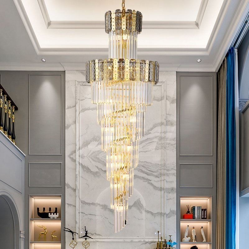 Zlaté křišťálové závěsné svítidlo Luxusní dekorativní stropní svítidlo 60*H180cm