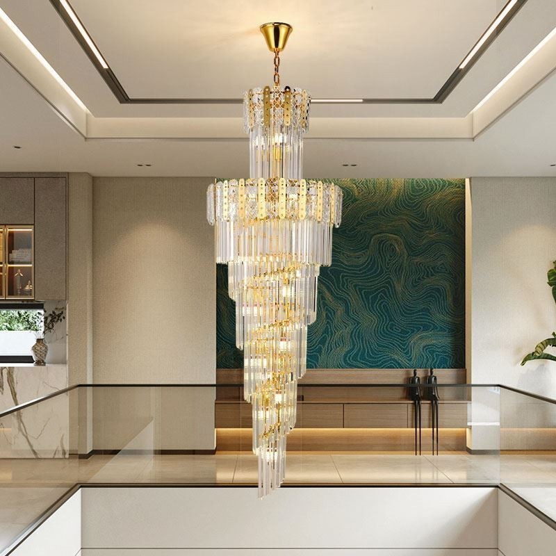 Zlaté křišťálové závěsné svítidlo Luxusní dekorativní stropní svítidlo 60*H180cm