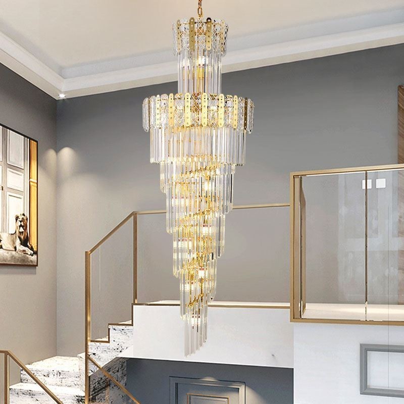 Zlaté křišťálové závěsné svítidlo Luxusní dekorativní stropní svítidlo 60*H180cm