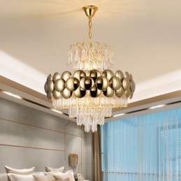 Křišťálové závěsné svítidlo galvanicky pozlacené luxusní dekorativní stropní svítidlo 60 cm