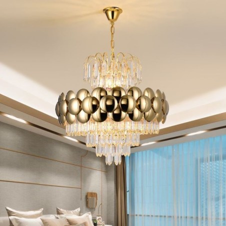Křišťálové závěsné svítidlo galvanicky pozlacené luxusní dekorativní stropní svítidlo 60 cm Křišťálové závěsné svítidlo galvanicky pozlacené luxusní dekorativní stropní svítidlo 60 cm