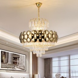 Křišťálové závěsné svítidlo galvanicky pozlacené luxusní dekorativní stropní svítidlo 60 cm