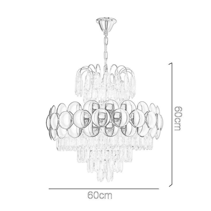 Křišťálové závěsné svítidlo galvanicky pozlacené luxusní dekorativní stropní svítidlo 60 cm