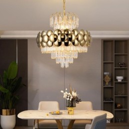 Křišťálové závěsné svítidlo galvanicky pozlacené luxusní dekorativní stropní svítidlo 60 cm
