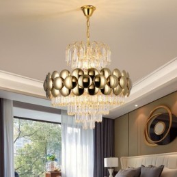Křišťálové závěsné svítidlo galvanicky pozlacené luxusní dekorativní stropní svítidlo 60 cm