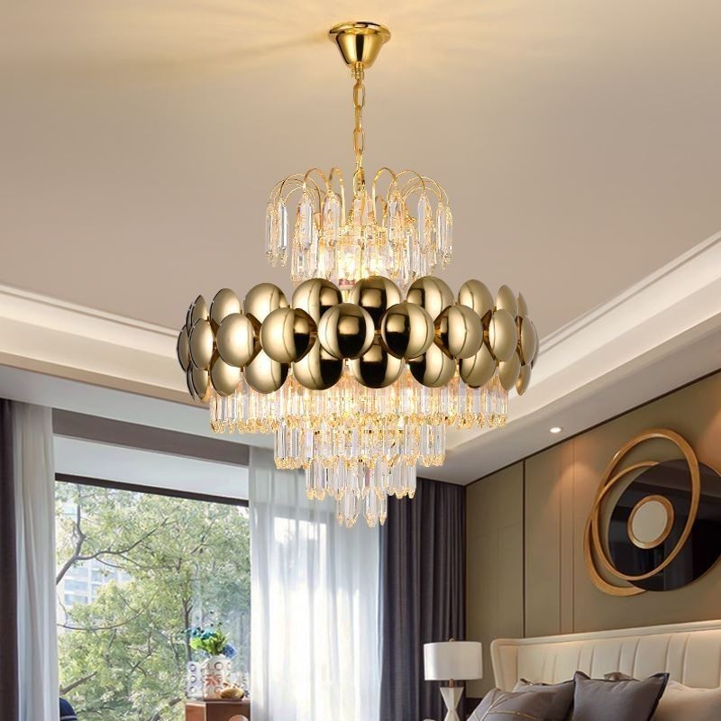 Křišťálové závěsné svítidlo galvanicky pozlacené luxusní dekorativní stropní svítidlo 60 cm