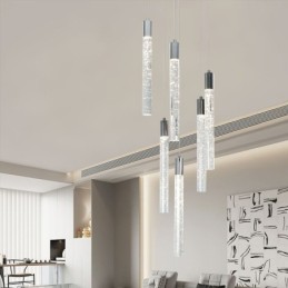 Závěsné svítidlo Chrome Crystal Column Cluster Stropní světlo