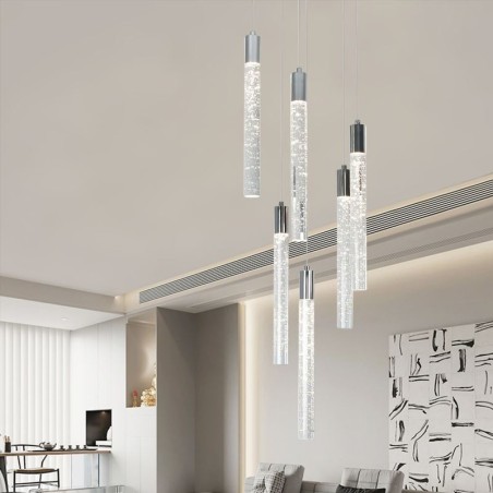 Závěsné svítidlo Chrome Crystal Column Cluster Stropní světlo Závěsné svítidlo Chrome Crystal Column Cluster Stropní světlo